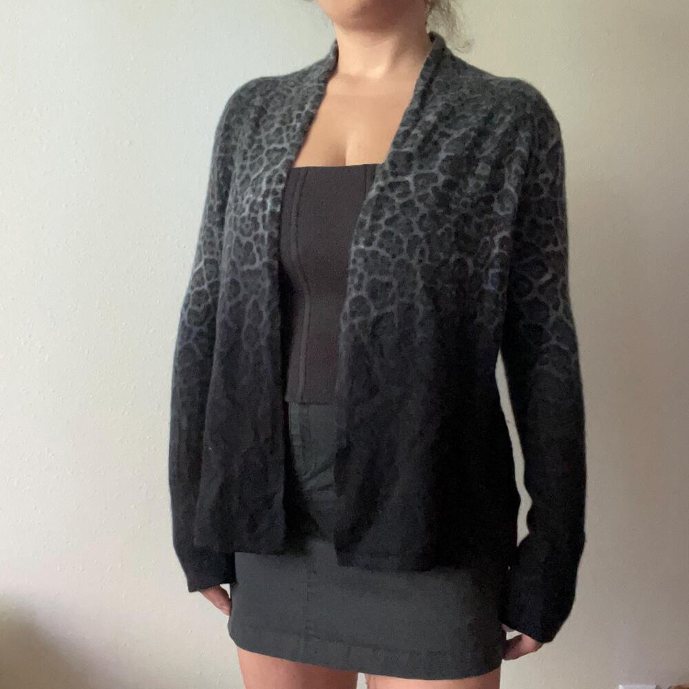 Cashmere Leopard Print Ombre Cardigan Nieman Marcus Indie Sleaze | Size XL